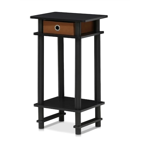 Furinno 17017EX-BR Turn-N-Tube Tall End Table with Bin, Espresso & Brown 17017EX/BR